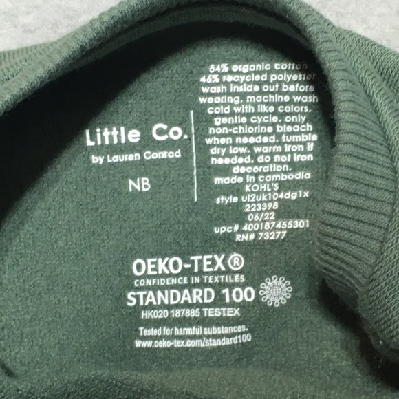 NWOT Little Co by Lauren Conrad Sweatshirt Pants NB 3 Pc Set Infant Joyful Green - Picture 5 of 9